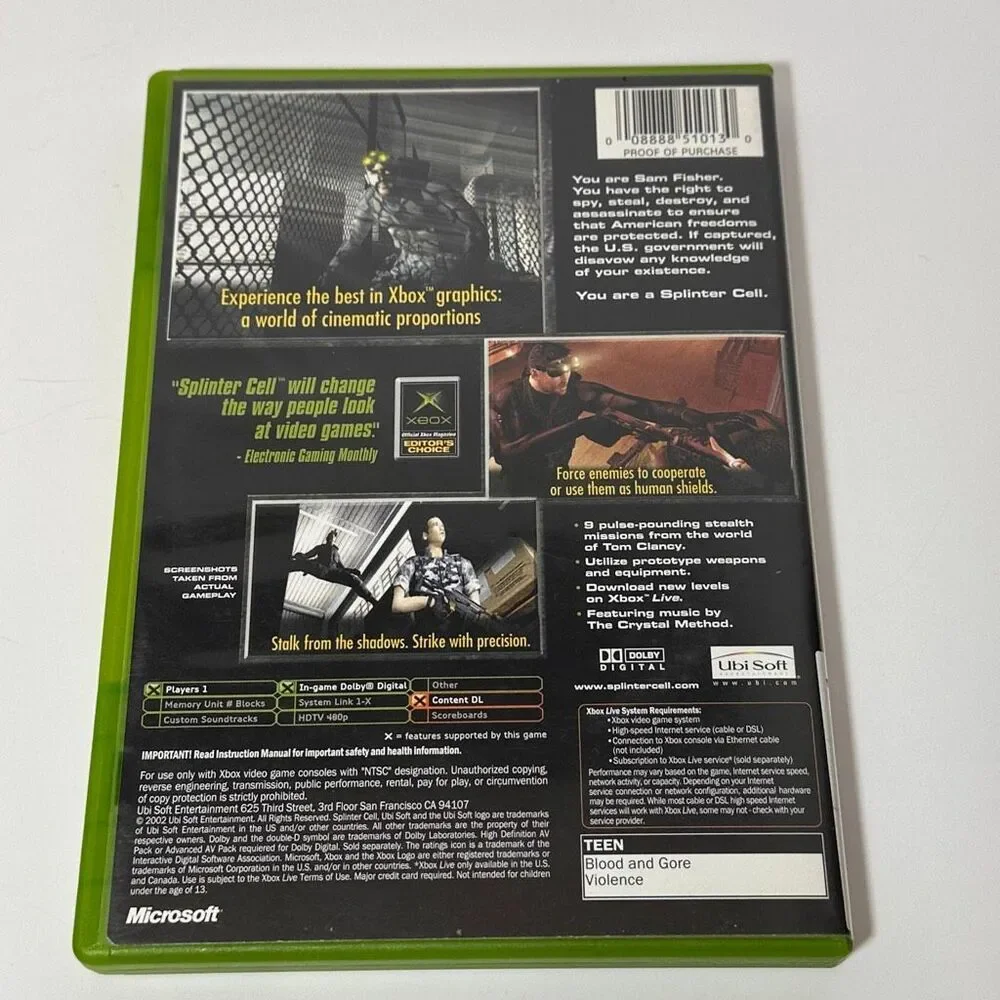 Xbox Game Lot Tom Clancy’s Rainbow Six 3 & Splinter Cell 2 Games